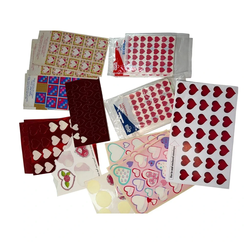 VTG Valentine Card Sticker Doilies Lot Red Pink Mixed Ephemera